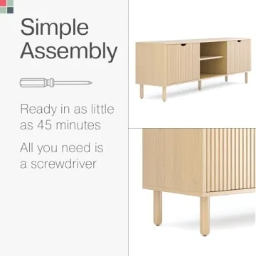 70 Inch Contemporary Fluted TV Stand with Storage