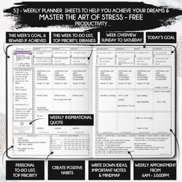 Law of Attraction Planner 2025 - Hourly, Weekly & Monthly Goal Setting Planner, 12 Month Journey to Increase Productivity | Life & Gratitude Journal, Include Foldable Vision Board, Gift Box & Stickers
