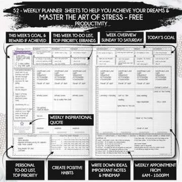 Law of Attraction Planner 2025 - Hourly, Weekly & Monthly Goal Setting Planner, 12 Month Journey to Increase Productivity | Life & Gratitude Journal, Include Foldable Vision Board, Gift Box & Stickers
