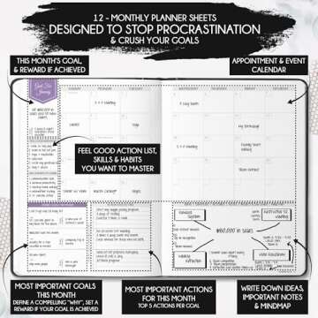 Law of Attraction Planner 2025 - Hourly, Weekly & Monthly Goal Setting Planner, 12 Month Journey to Increase Productivity | Life & Gratitude Journal, Include Foldable Vision Board, Gift Box & Stickers