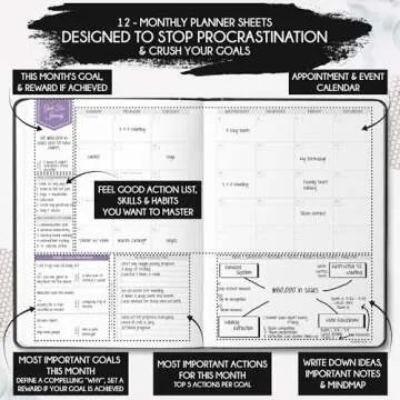 Law of Attraction Planner 2025 - Hourly, Weekly & Monthly Goal Setting Planner, 12 Month Journey to Increase Productivity | Life & Gratitude Journal, Include Foldable Vision Board, Gift Box & Stickers