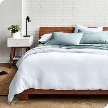 Bare Home Ultra Soft Washed Microfiber Queen Duvet Cover with 2 Standard Pillow Shams, Linen-Like Look, Easy Care, Hypoallergenic, Our Softest Duvet Cover Set (Queen, White)