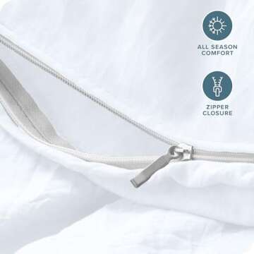 Bare Home Ultra Soft Washed Microfiber Queen Duvet Cover with 2 Standard Pillow Shams, Linen-Like Look, Easy Care, Hypoallergenic, Our Softest Duvet Cover Set (Queen, White)