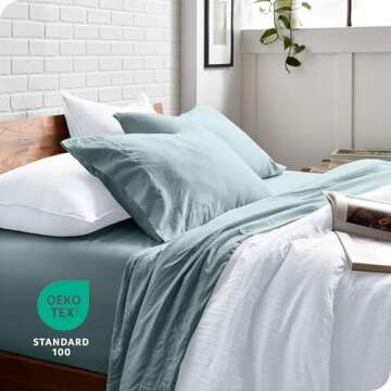 Bare Home Ultra Soft Washed Microfiber Queen Duvet Cover with 2 Standard Pillow Shams, Linen-Like Look, Easy Care, Hypoallergenic, Our Softest Duvet Cover Set (Queen, White)