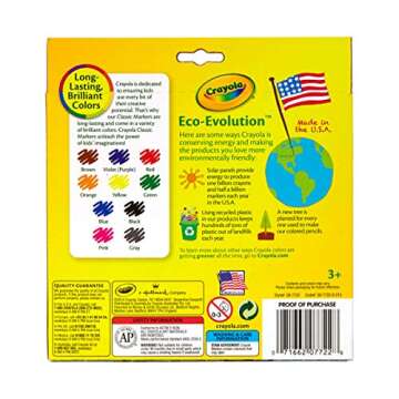 Crayola Broad Line Markers, Classic Colors 10 Each (Pack of 2)