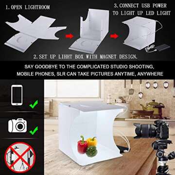 SLOW DOLPHIN Portable Photo Studio Box for Jewellery and Small Items Portable Folding Photography Studio Box Booth Shooting Tent Kit（2x20 LED Lights 6 Colors Backdrops