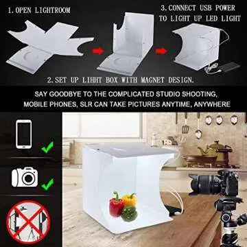 SLOW DOLPHIN Portable Photo Studio Box for Jewellery and Small Items Portable Folding Photography Studio Box Booth Shooting Tent Kit（2x20 LED Lights 6 Colors Backdrops