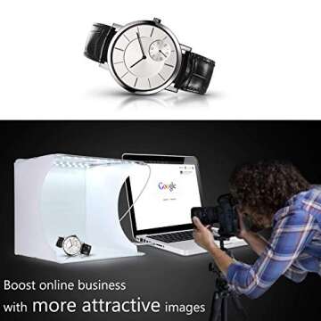 SLOW DOLPHIN Portable Photo Studio Box for Jewellery and Small Items Portable Folding Photography Studio Box Booth Shooting Tent Kit（2x20 LED Lights 6 Colors Backdrops