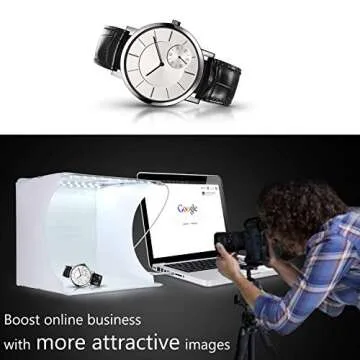 SLOW DOLPHIN Portable Photo Studio Box for Jewellery and Small Items Portable Folding Photography Studio Box Booth Shooting Tent Kit（2x20 LED Lights 6 Colors Backdrops