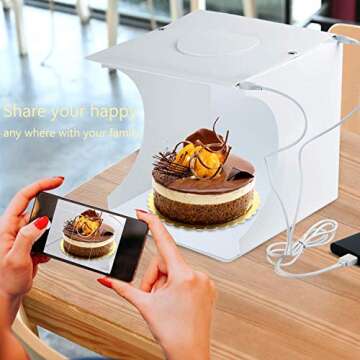 SLOW DOLPHIN Portable Photo Studio Box for Jewellery and Small Items Portable Folding Photography Studio Box Booth Shooting Tent Kit（2x20 LED Lights 6 Colors Backdrops