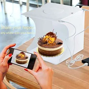 SLOW DOLPHIN Portable Photo Studio Box for Jewellery and Small Items Portable Folding Photography Studio Box Booth Shooting Tent Kit（2x20 LED Lights 6 Colors Backdrops