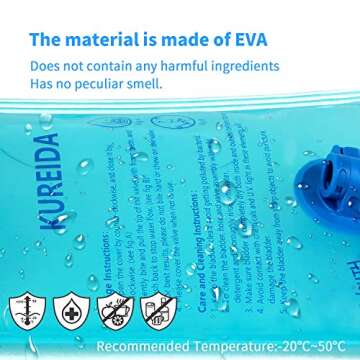 KUREIDA Hydration Bladder 2 Liter Leak Proof Water Reservoir,BPA Free,Wide Opening,Military Water Bladder Combined with Hydration Backpacks for Biking Hiking Running Camping Climbing.Blue