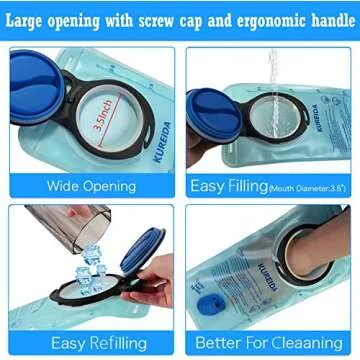 KUREIDA Hydration Bladder 2 Liter Leak Proof Water Reservoir,BPA Free,Wide Opening,Military Water Bladder Combined with Hydration Backpacks for Biking Hiking Running Camping Climbing.Blue