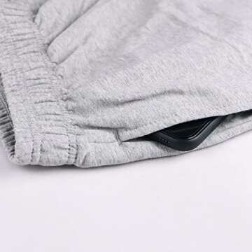 JEEING GEAR Men's Bodybuilding Workout Gym Shorts 5" Inseam Sports Cotton with Pocket Gray Color Size M