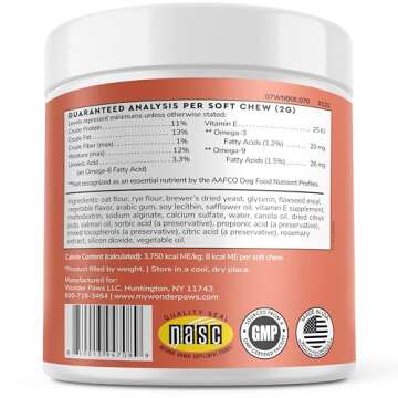 Wonder Paws Skin & Coat Supplement for Dogs with Salmon Oil, Omega 3 & 6, EPA & DHA, Promotes Health...
