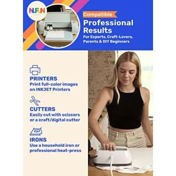 NuFun Activities Printable Iron-on Heat Transfer Paper for T Shirts, Light Fabrics, 25 Sheets 8.5 x 11 inch, Long Lasting, Durable, Professional Quality, Easy DIY, Non-Toxic, Made In the USA