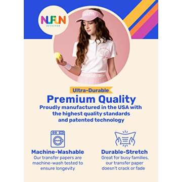 NuFun Activities Printable Iron-on Heat Transfer Paper for T Shirts, Light Fabrics, 25 Sheets 8.5 x 11 inch, Long Lasting, Durable, Professional Quality, Easy DIY, Non-Toxic, Made In the USA