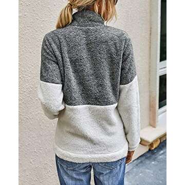 Stylish BTFBM Women Sherpa Quarter Zip Pullover Sweatshirt