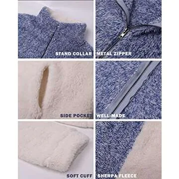 Stylish BTFBM Women Sherpa Quarter Zip Pullover Sweatshirt