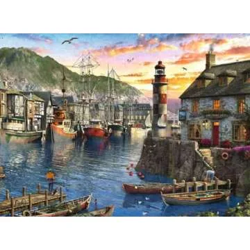Ravensburger Sunrise at The Port 500-piece Jigsaw Puzzle - Tranquil Evening Scene