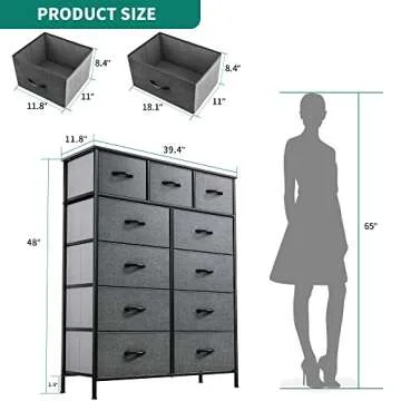 YITAHOME 11 Drawer Fabric Dresser, Tall Chest for Home