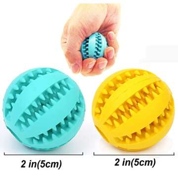 Sunglow 2 Pack Dog Toy Ball，Nontoxic Bite Resistant Teething Toys Balls for Small/Medium/Large Dog and Puppy Cat, Dog Pet Food Treat Feeder Chew Tooth Cleaning Ball Exercise Game IQ Training Ball