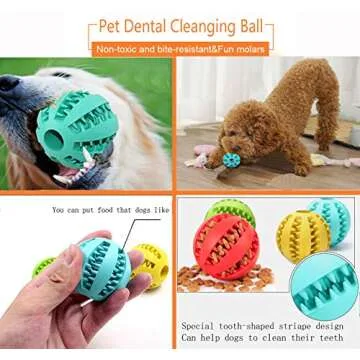 Sunglow 2 Pack Dog Toy Ball，Nontoxic Bite Resistant Teething Toys Balls for Small/Medium/Large Dog and Puppy Cat, Dog Pet Food Treat Feeder Chew Tooth Cleaning Ball Exercise Game IQ Training Ball