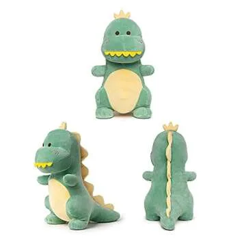 Adorlynetty Cute Stuffed Dinosaur Plush, 12" Soft Dino Plushie Toys for Boys Girls Baby Kids (Green)