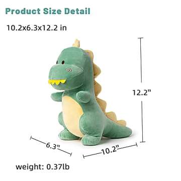 Adorlynetty Cute Stuffed Dinosaur Plush, 12" Soft Dino Plushie Toys for Boys Girls Baby Kids (Green)