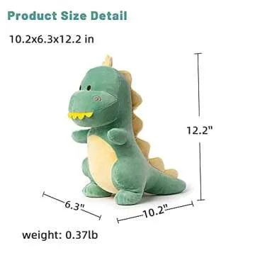 Adorlynetty Cute Stuffed Dinosaur Plush, 12" Soft Dino Plushie Toys for Boys Girls Baby Kids (Green)