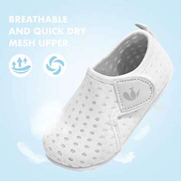 FEETCITY Barefoot Water Shoes Quick Dry Aqua Socks for Baby Boys and Girls Swim Surf Beach Shoe White 2.5-3 Years Toddler