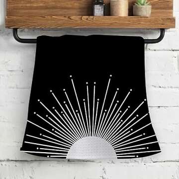 OHSUL Boho Kitchen Towels,Boho Dish Towels Dishcloth,Boho Sun Bathroom Hand Towel,Boho Sun Kitchen T...