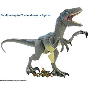 Mattel Jurassic World Super Colossal Dinosaur Action Figure, Large Velociraptor Blue Dino Toy with Eating Feature, 3.5-ft Long