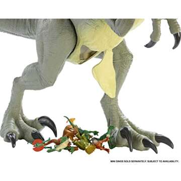 Mattel Jurassic World Super Colossal Dinosaur Action Figure, Large Velociraptor Blue Dino Toy with Eating Feature, 3.5-ft Long