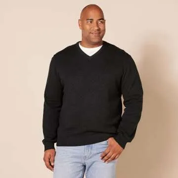 Amazon Essentials Men's V-Neck Sweater in Charcoal Heather