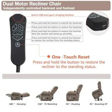 JIKFRIMA Power Lift Recliner Chair for Adults Elderly Lay Flat Velvet Recliners with Massage Heating, Extended Footrest, Wireless Charging Device, USB Ports, Cup Holder, Lumbar Pillow, Up to 400LBS