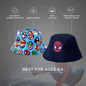 Marvel Reversible Bucket Hat for Boys Age 2-5