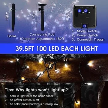 Vimorg 200 LED Solar String Lights Waterproof Outdoor Decor