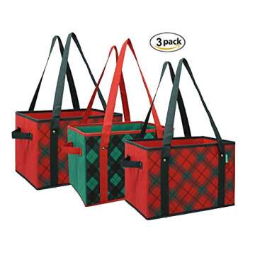Earthwise Deluxe Collapsible Reusable Shopping Box Bags Set 3