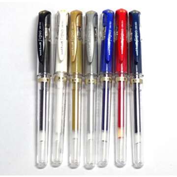 Uni-ball Signo Broad UM-153 Gel Ink Pen, 7 colors set for Effortless Writing