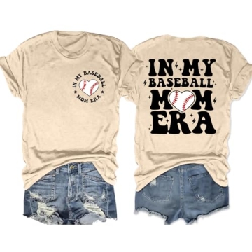 Cute Baseball Mom Shirts Women in My Baseball Mom Era Graphic T-Shirt