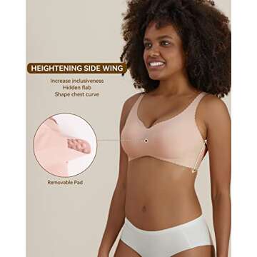 Niidor Seamless Bra for Women Wireless Bra Comfortable Everyday Bra Bralettes with Thin Soft Breathable Fabric Bra for Women Beige