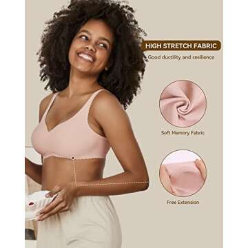 Niidor Seamless Bra for Women Wireless Bra Comfortable Everyday Bra Bralettes with Thin Soft Breathable Fabric Bra for Women Beige