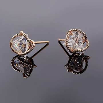 ENMOKI Geometric Triangle Cubic Zirconia Stud Earrings for Womens, Gold-Plated-Brass,…