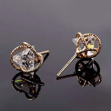 ENMOKI Geometric Cubic Zirconia Earrings for Women