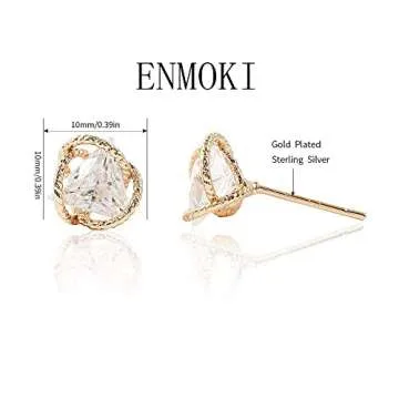 ENMOKI Geometric Cubic Zirconia Earrings for Women