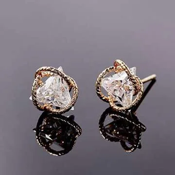 ENMOKI Geometric Cubic Zirconia Earrings for Women