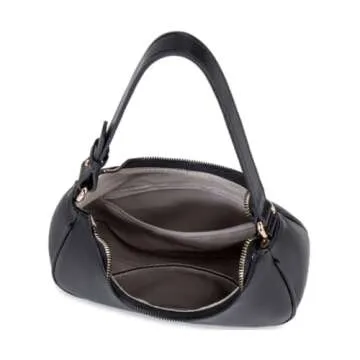 WSRYDJDL Crescent Shoulder Bags for Women Cute Hobo Tote Handbag Under the Arm Purses Mini Clutch Purse with Zipper Closure (Black)