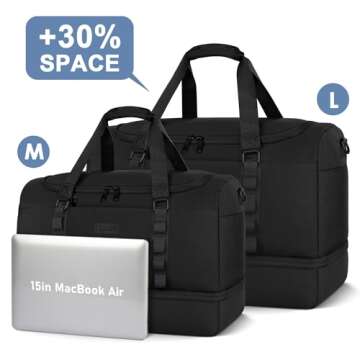 ETRONIK Travel Bag for Men Women, Duffle Bag & Gym Bag with Shoe Compartment, Weekender Overnight Ba...