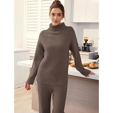 LILLUSORY Women's Cozy Ribbed Knit Winter Lounge Set